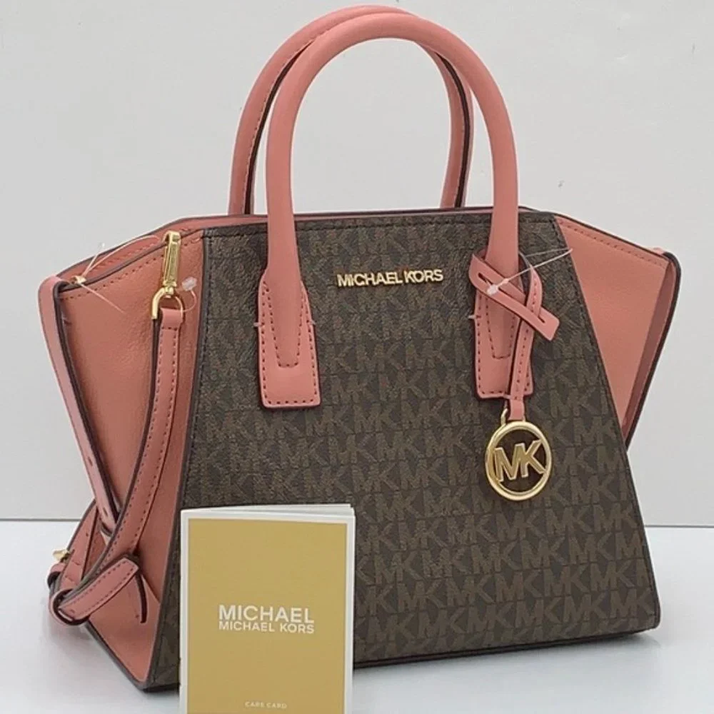 Michael Kors Avril Small Logo Top-Zip Satchel Sunset Rose - Picture 3 of 16